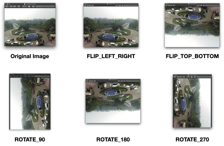 Variants of the images with different values of transpose.