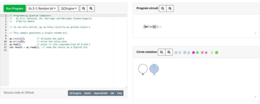 Best book for Quantum Computing- A section of the QCEngine web interface.