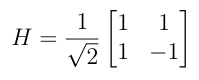 Matrix of Hadamard Gate