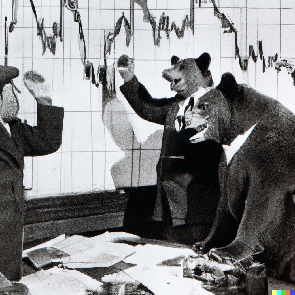 Images Generated by OpenAI 's DALLE 2 for Bear Stock Market in the 1930's